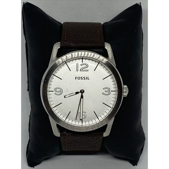 Fossil BQ2442 Men's Brown Leather Analog White Dial Quartz Genuine Watch W94 - Picture 1 of 12